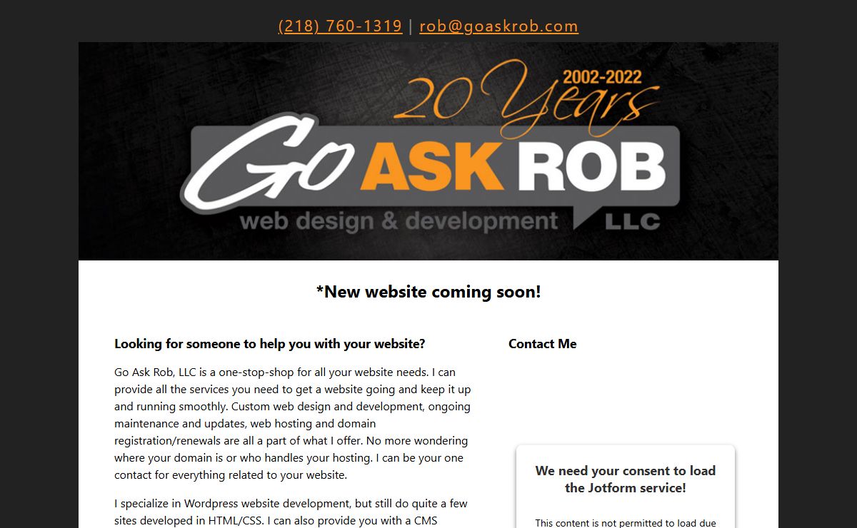 Custom Website Design, Development, Web Hosting and Domain Registration in Bemidji, Minnesota provided by Go Ask Rob.
