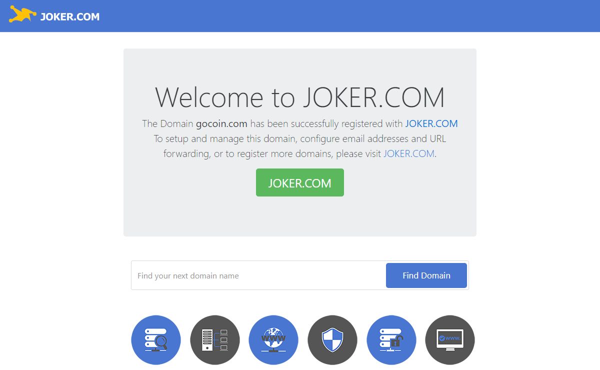 gocoin.com -- Domain Name Registration at Joker.com, Easy to use Control Panel and Reseller API Interface