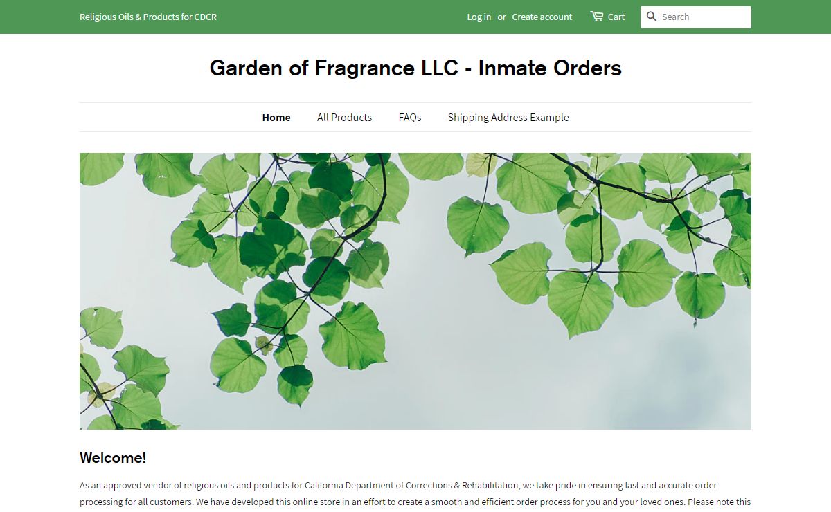 CDCR Religious Oils – Garden of Fragrance LLC - Inmate Orders