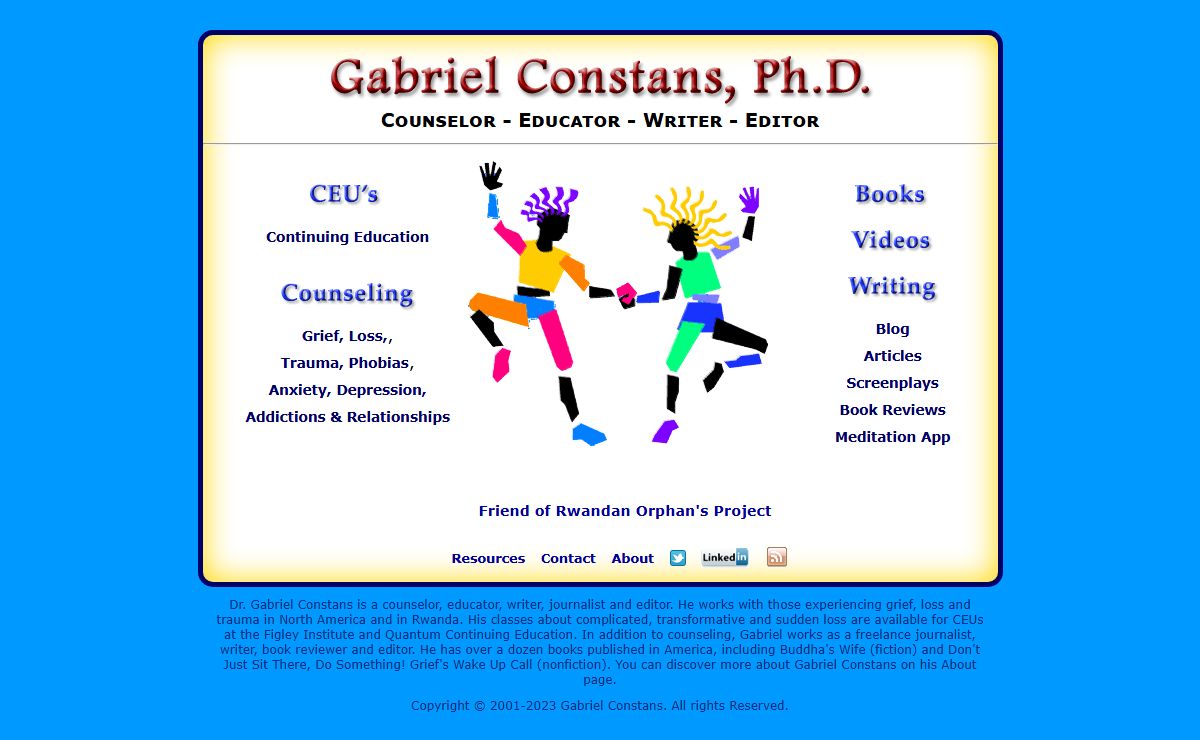 Gabriel Constans, Ph.D - Counseling, Writing, Editing and Classes