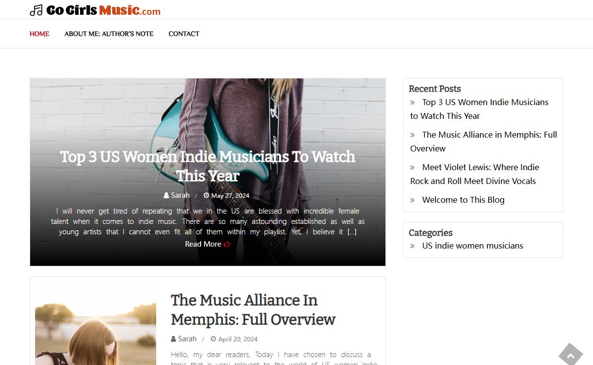 Welcome to Sarah’s Blog about Women Indie Musicians from the US