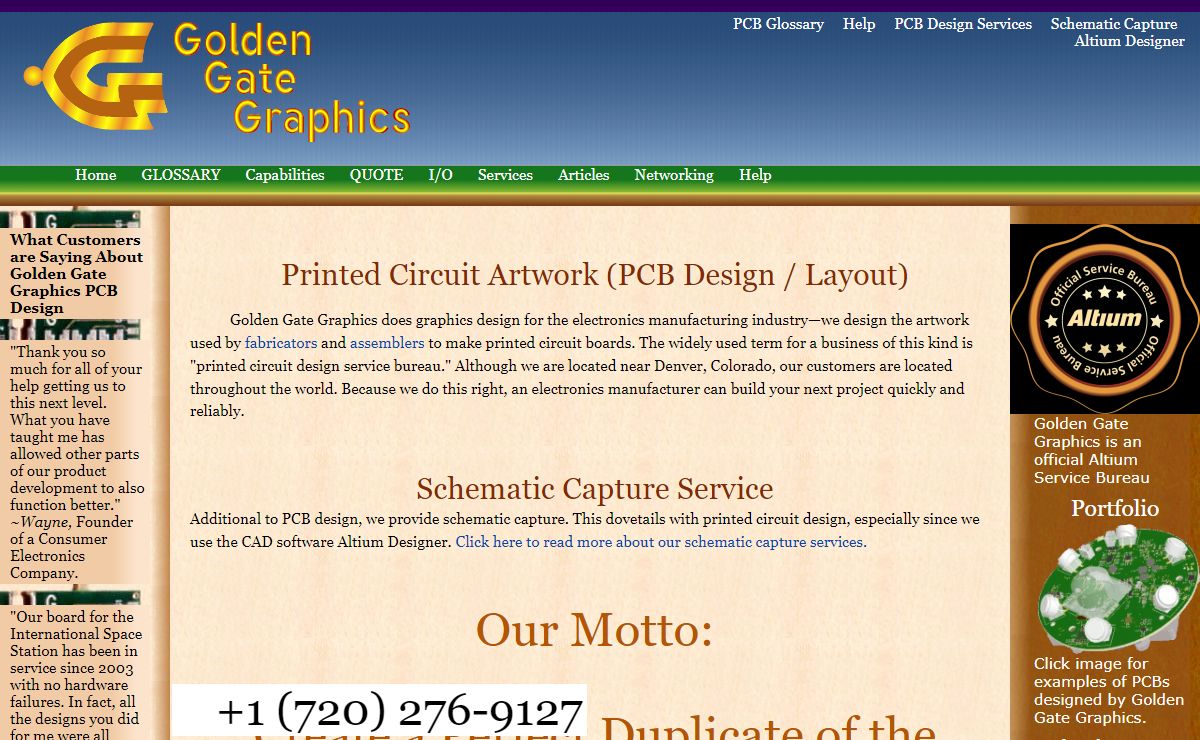 PCB (Printed Circuit Board) Layout and Design Services - Golden Gate Graphics. Our motto—"Create a Perfect Duplicate of the Engineer’s Intentions."