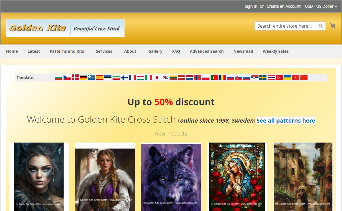 Cross stitch patterns and kits by Golden Kite