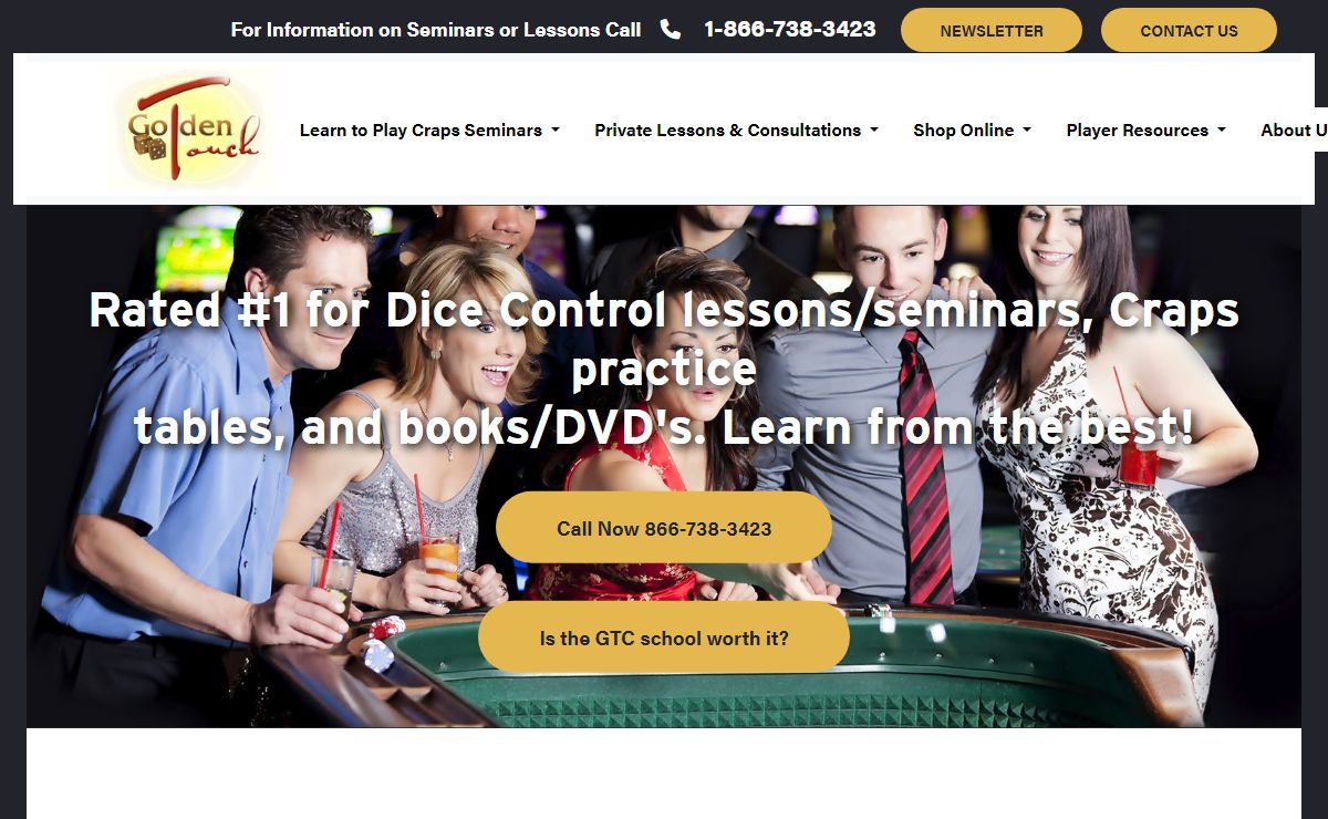 Your Source For Craps Lessons, Dice Control Seminars, Craps Practice Tables, and Gambling Products | GoldenTouchCraps.com