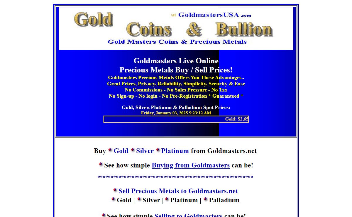 Goldmasters - Buying,Selling,Gold,Silver,Platinum,Palladium,Coins - Since 1970
