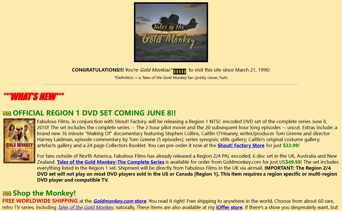Tales of the Gold Monkey -- Full Service Website