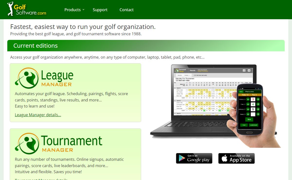 Golf software for Golf Leagues, Golf Tournaments, and Golf Clubs