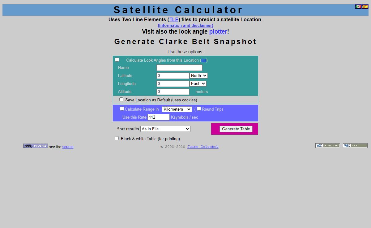 Clarke Belt Calculator - Jaime Golombek 2010
