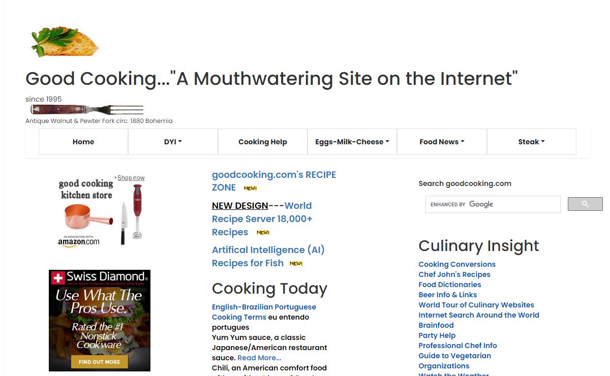 Menu of Good Cooking Information and Chef Recipes