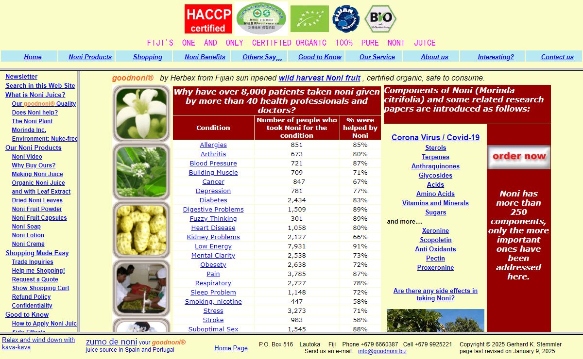 100% pure noni juice certified organic made in Fiji.