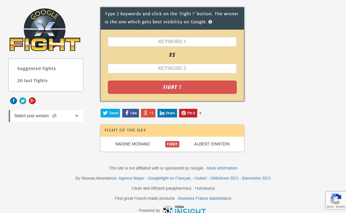 Google Fight : make a fight with Googlefight