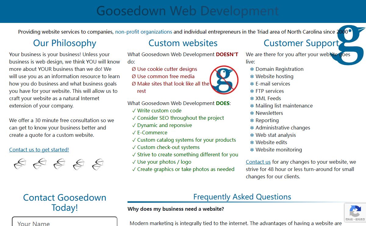 -: Goosedown :- Website Development in the Triad Area NC