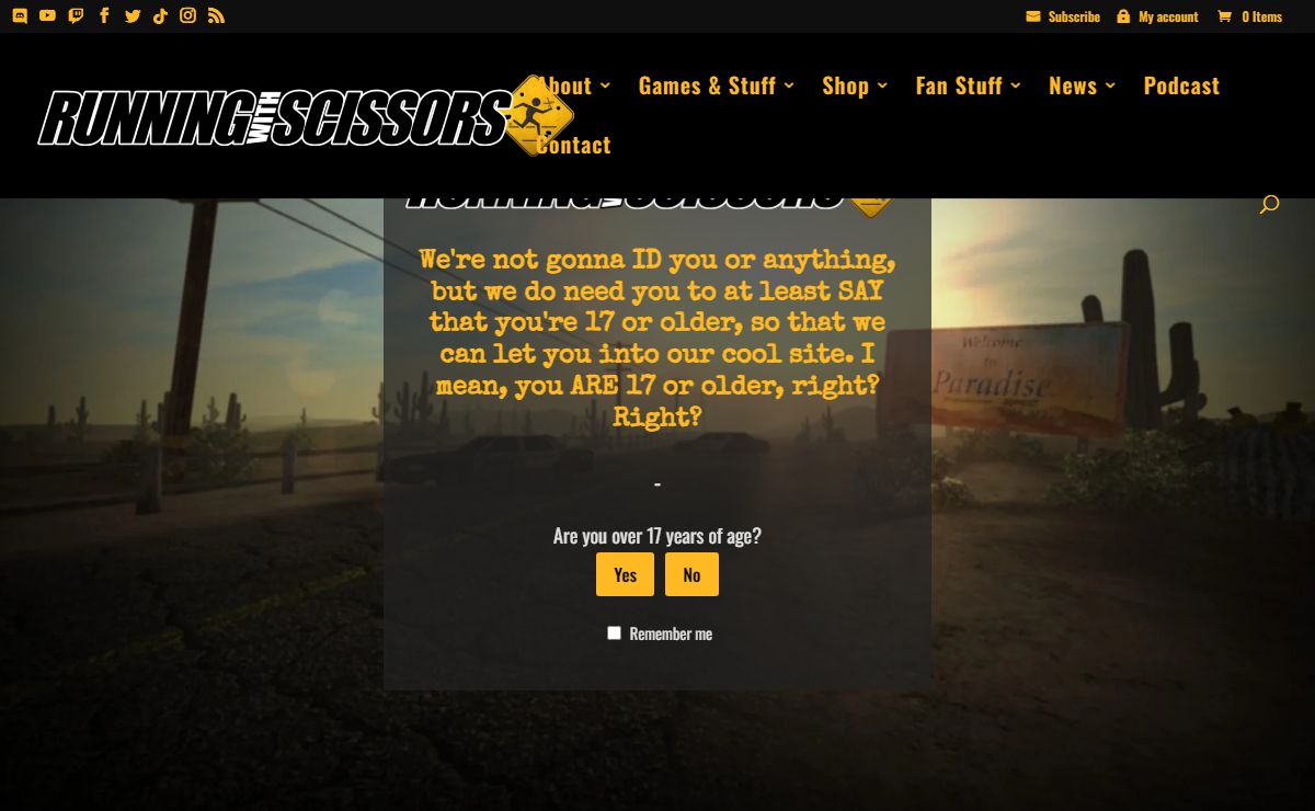 Age Verification - Running With Scissors