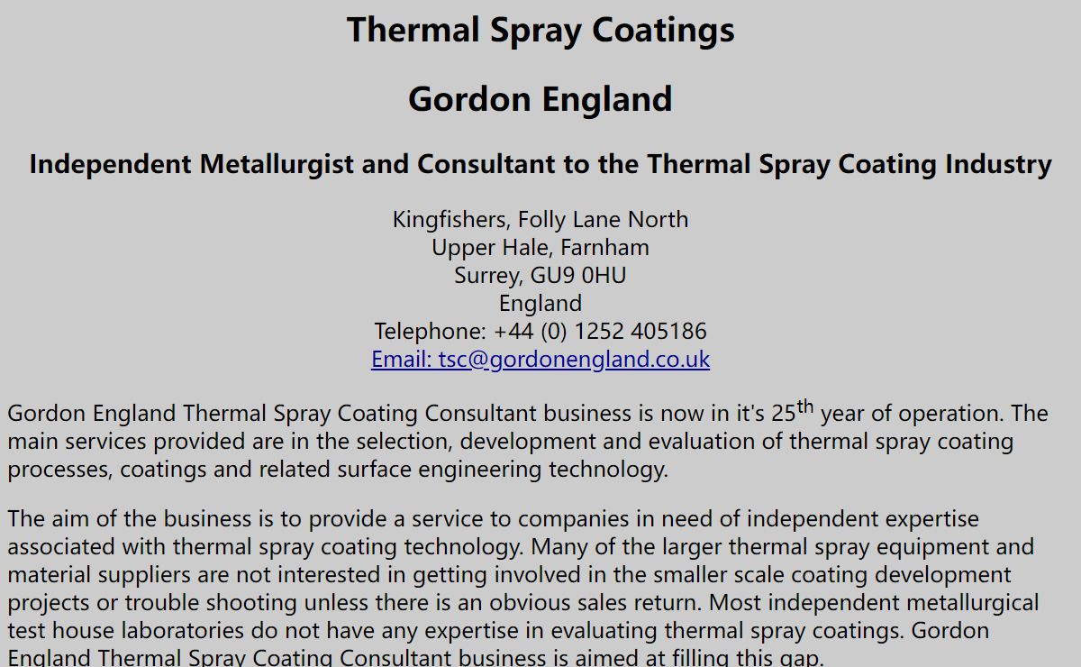 Thermal Spray Coatings