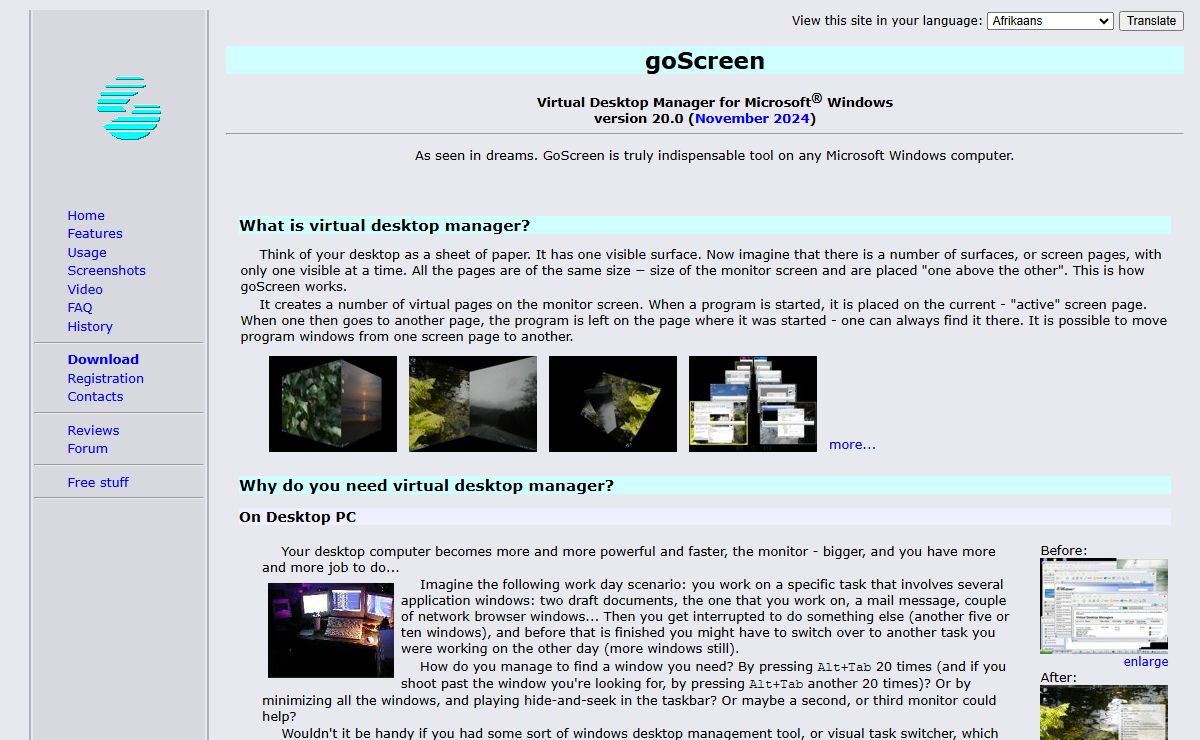 goScreen - Virtual Desktop Manager for Microsoft Windows