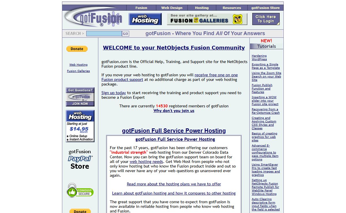 NetObjects Fusion Support, Tutorials, and Web Hosting