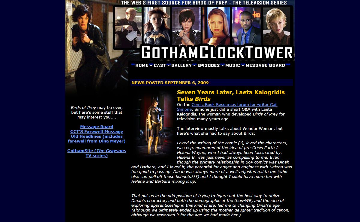 Gotham Clock Tower: The Web's First Source For "Birds of Prey" - The Television Series