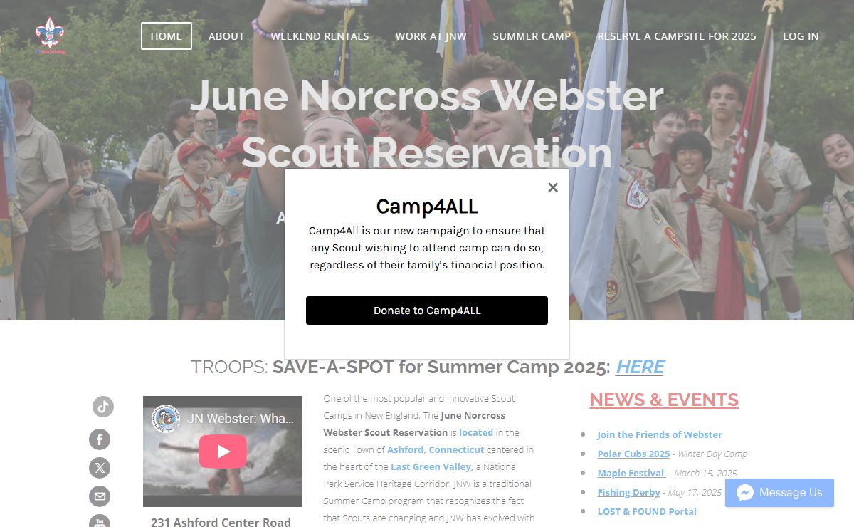 June Norcross Webster Scout Reservation - Ashford, Connecticut - Home