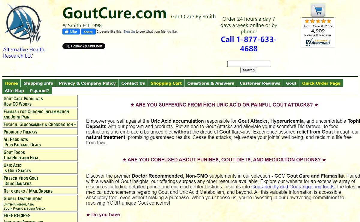 Alternative Health Research LLC T/A Gout Care by Smith & Smith - Herbal Gout Control