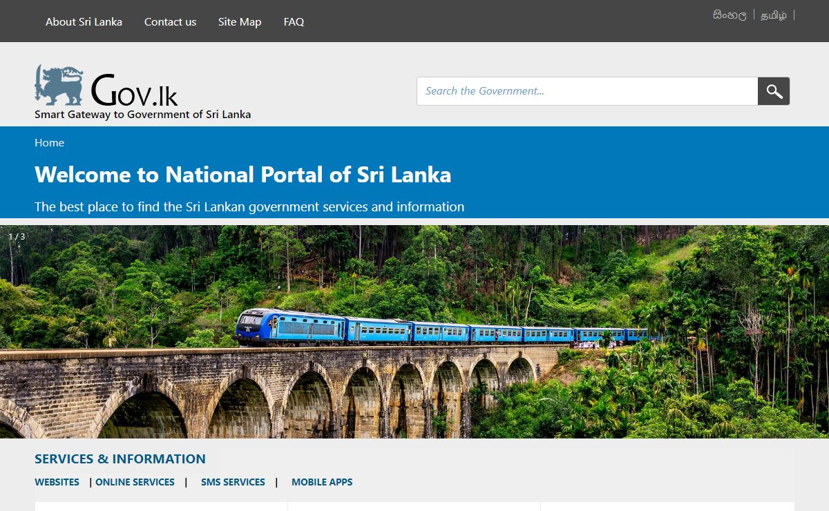 Welcome to GOV.LK :: Home Page