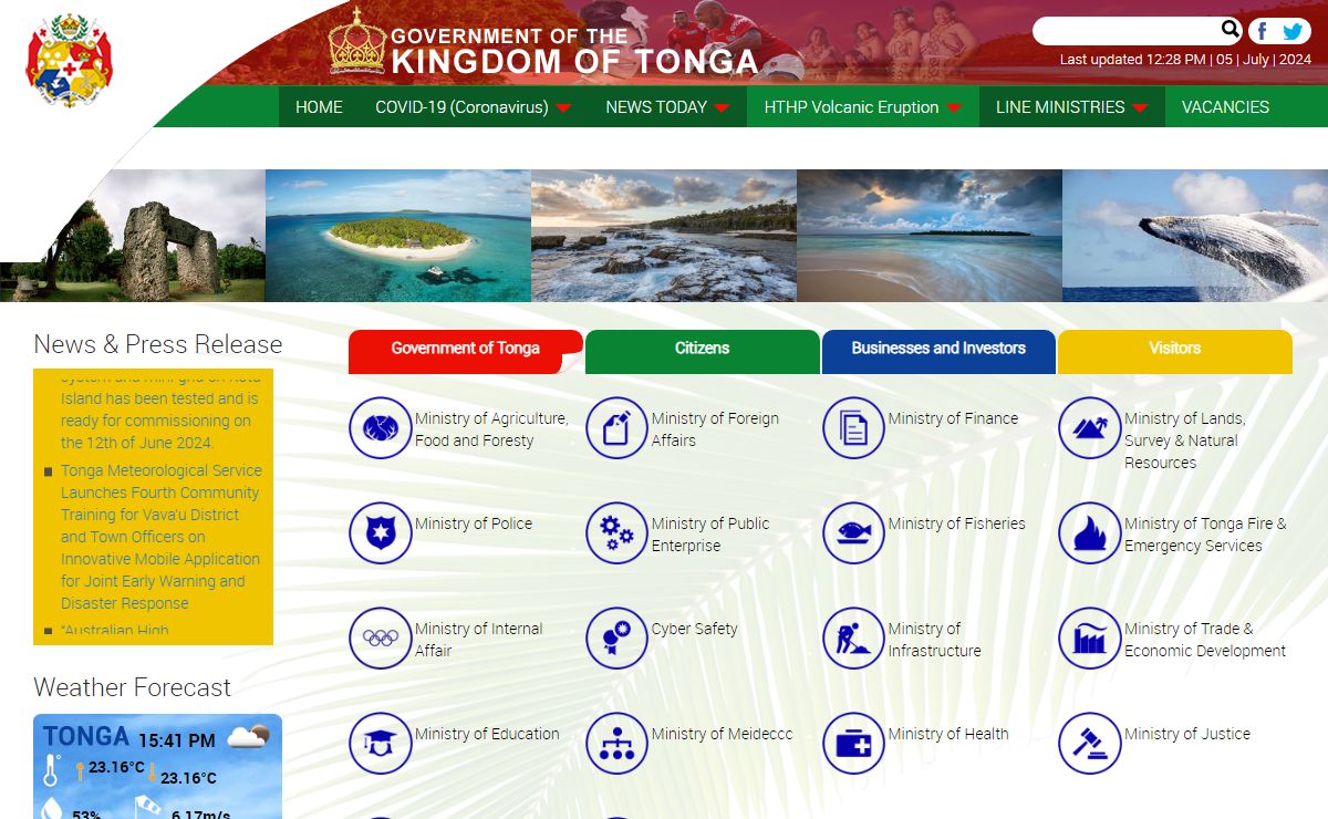 Government of Tonga | Portal for the Kingdom of the Government of Tonga