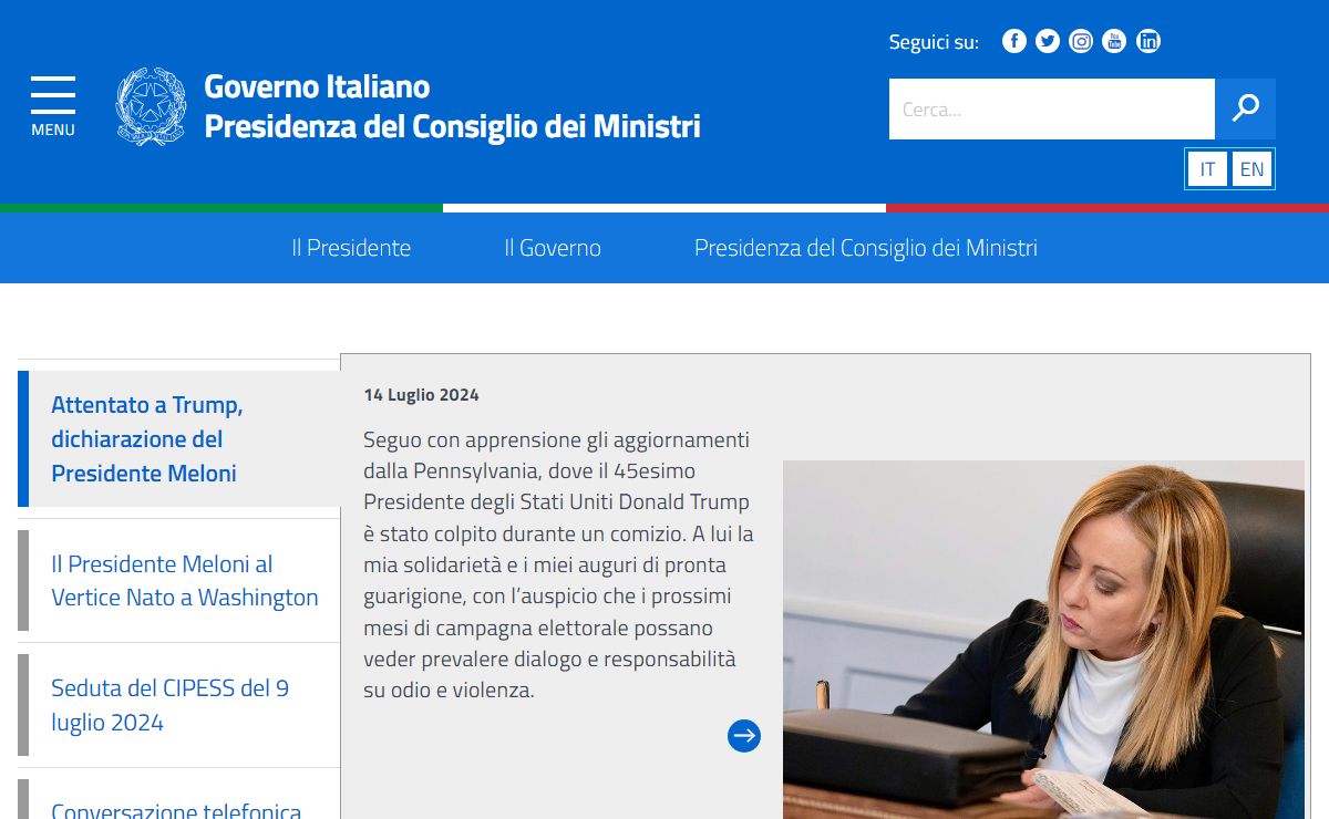 www.governo.it | Governo Italiano Presidenza del Consiglio dei Ministri