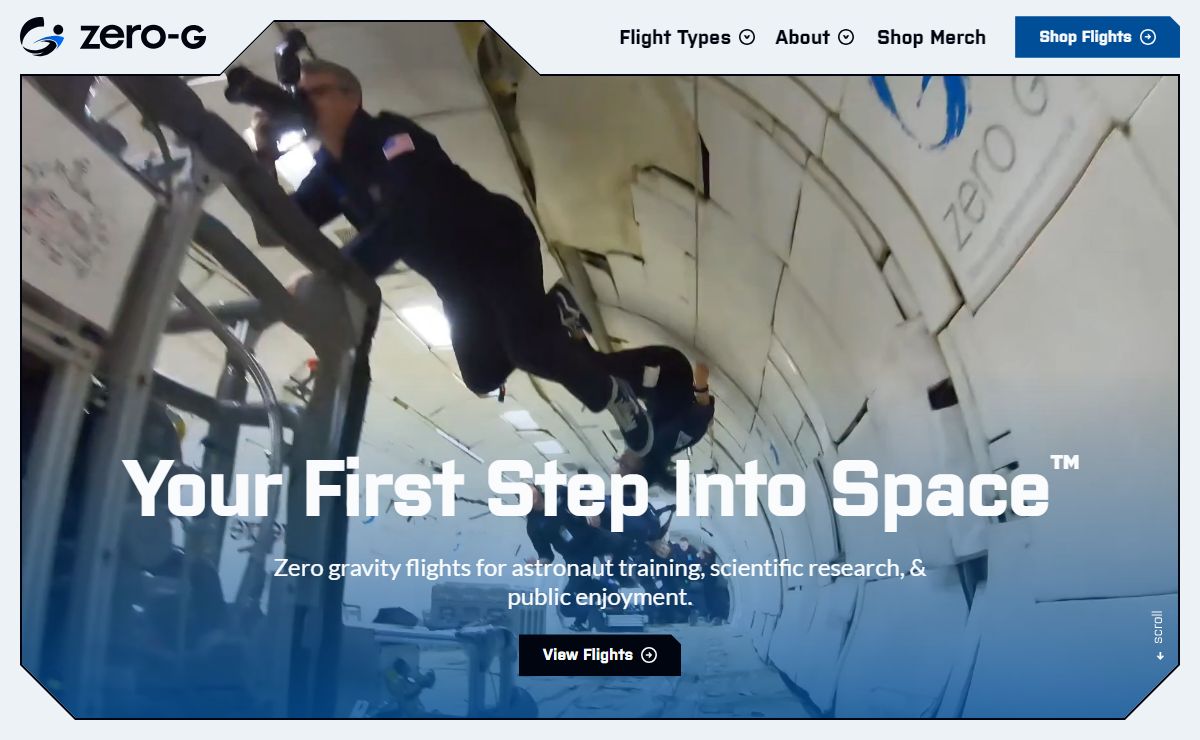Take Your First Step Into Space & Be Part Of The Zero-G Experience®