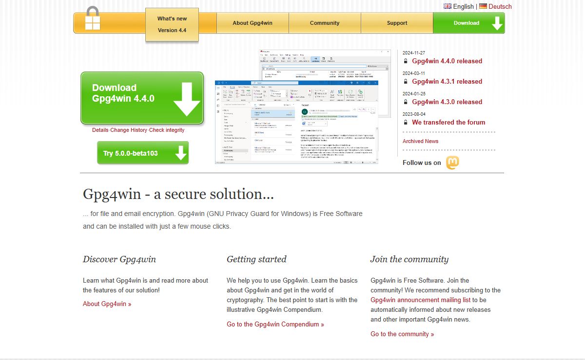 Gpg4win - Secure email and file encryption with GnuPG for Windows