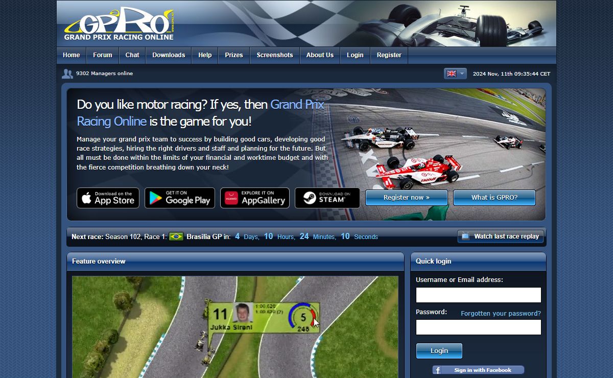 Grand Prix Racing Online - A free online F1 manager game