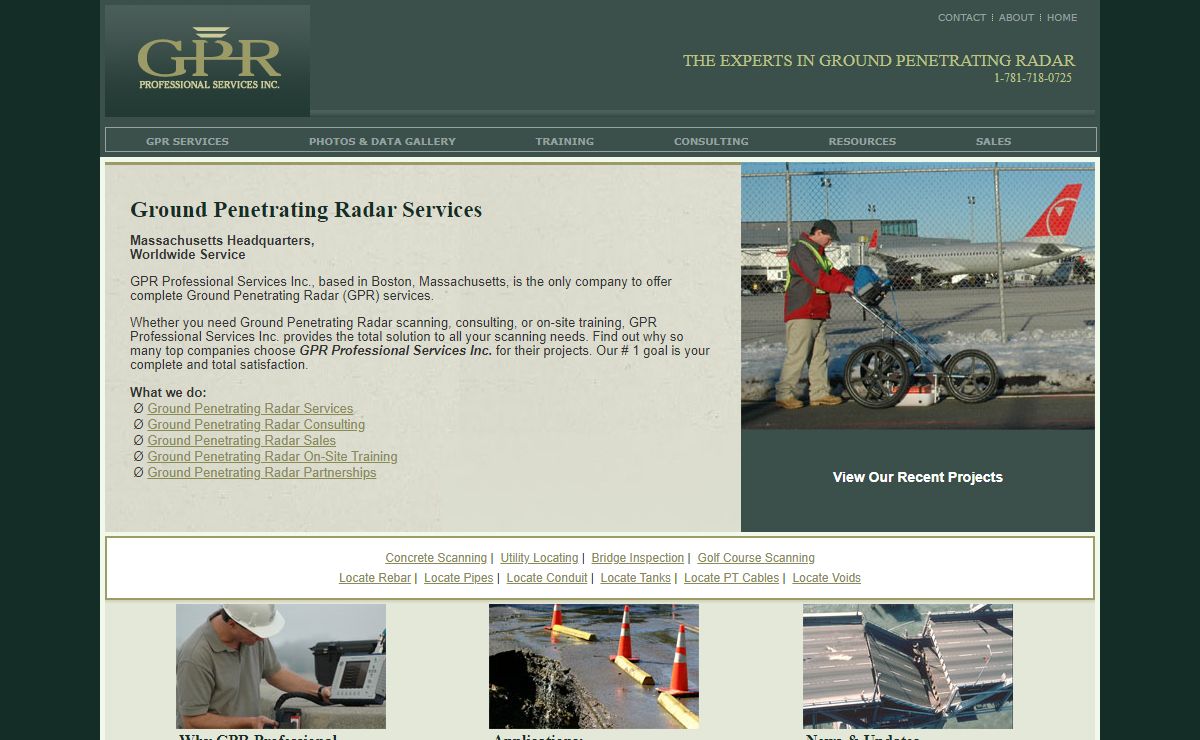 Ground penetrating radar professional services (GPRPS) specializes in ground penetrating radar scanning, consulting, sales, and all other aspects of underground locating services