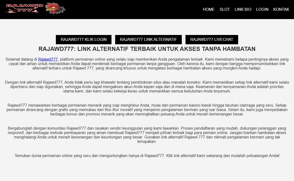 RAJAWD777: LINK ALTERNATIF TERBAIK UNTUK AKSES TANPA HAMBATAN
