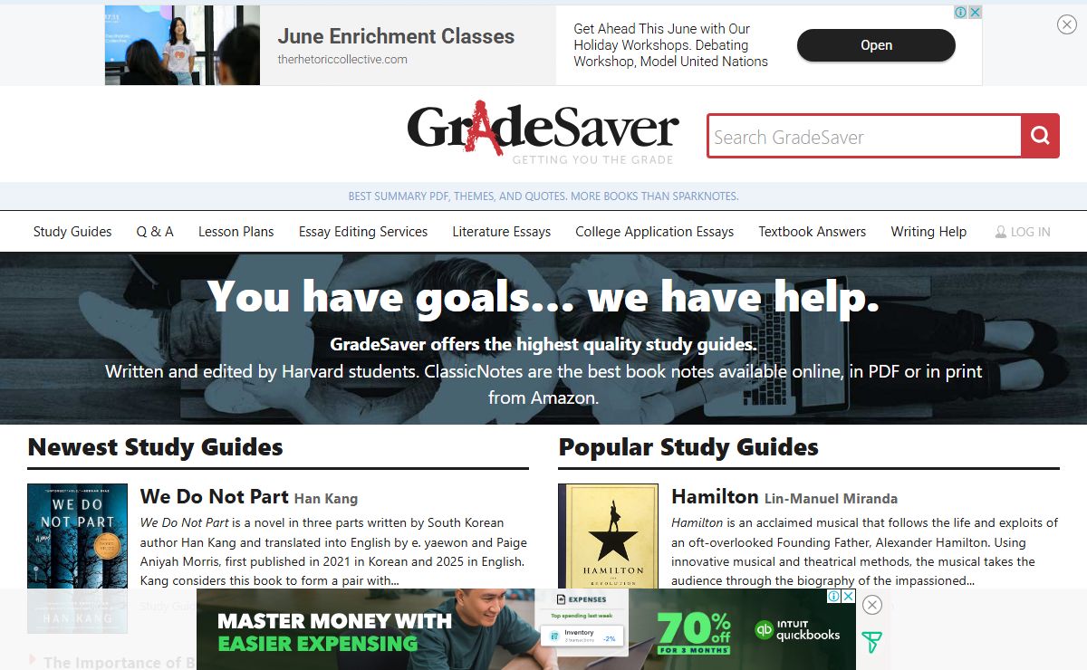 Study Guides & Essay Editing | GradeSaver