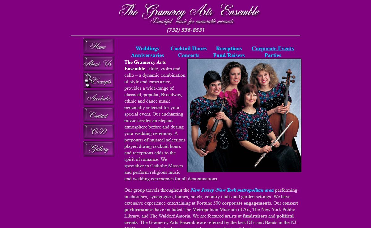 New York City New Jersey Gramercy Arts Live Wedding Music Trio Violin Flute Cello Vocalist Ensemble