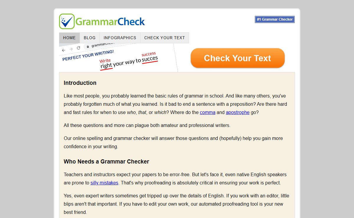 GrammarCheck - Check your text online