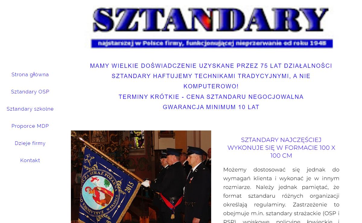 Sztandary haftowane na zamówienie od 1948 roku