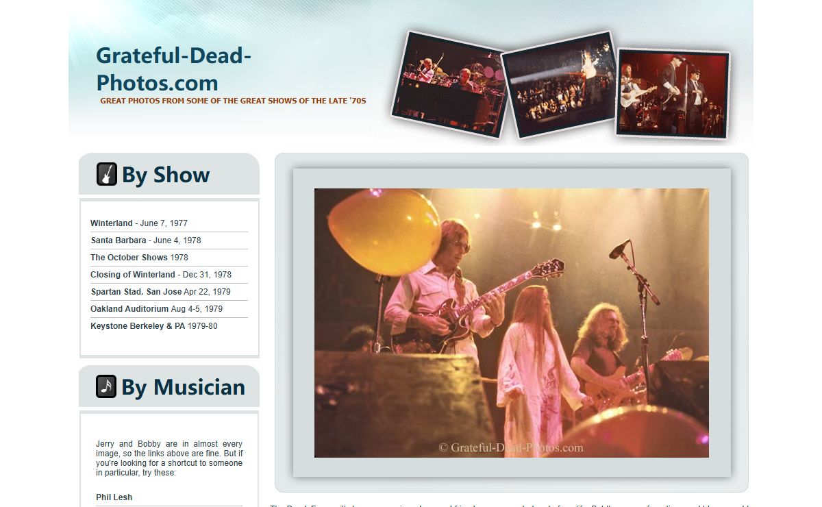 Jerry Garcia and the Grateful Dead: photos from the late '70s / early 80's