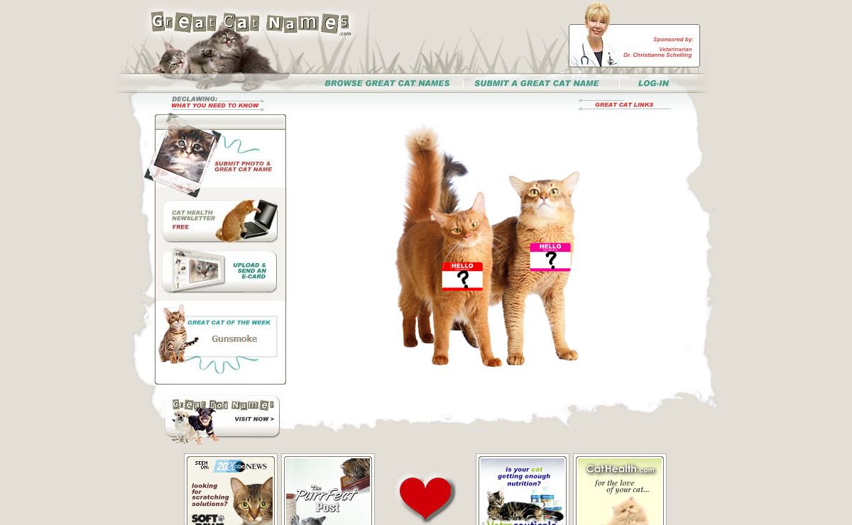 Great Cat Names for naming your cat or kitten