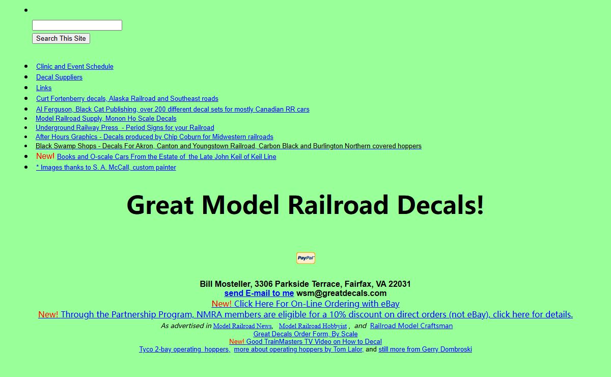 Model Railroad Decals for mostly Piedmont Railroads