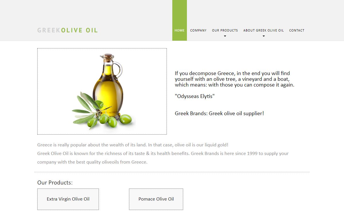 Greek olive oil supplier and exporter, extra virgin and pomace oil