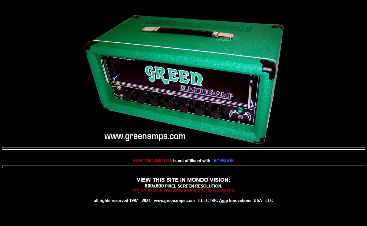 GREEN Amp GREEN ELECTRICAMP Trademark Tube Amps and Speaker Cabs for Guitar and Bass