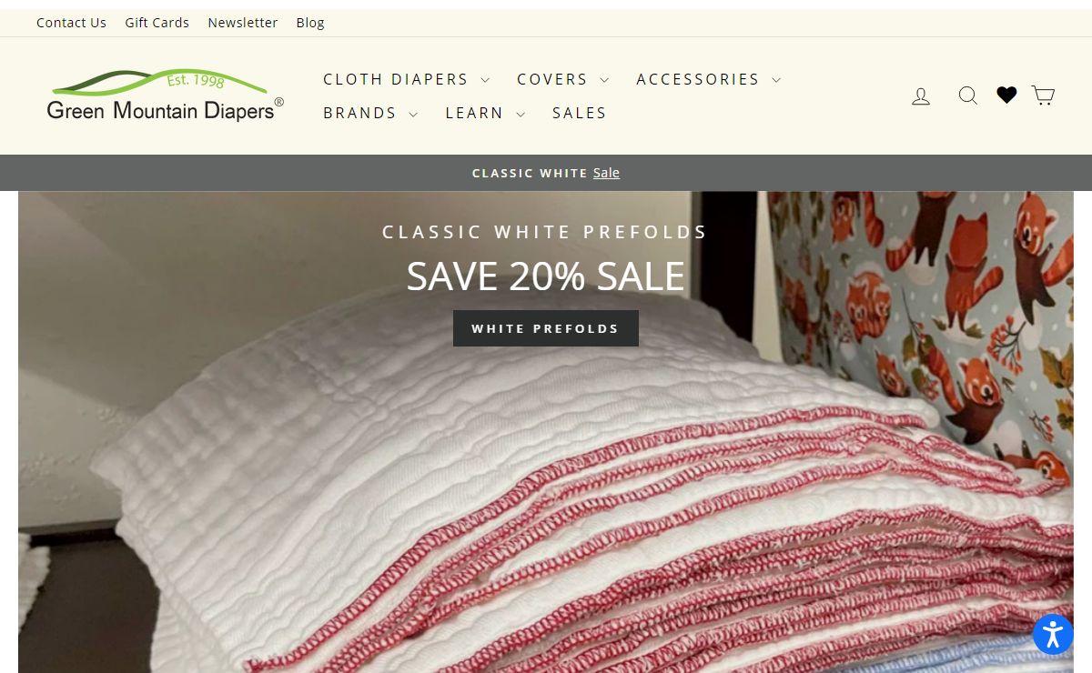 Green Mountain Diapers: Cloth diapers for baby featuring organic, reusable diapers. GMD Cloth-eez prefolds, Workhorse fitted diapers, Thirsties diaper covers and how to wash cloth diapers. Learn how to use cloth diapers.