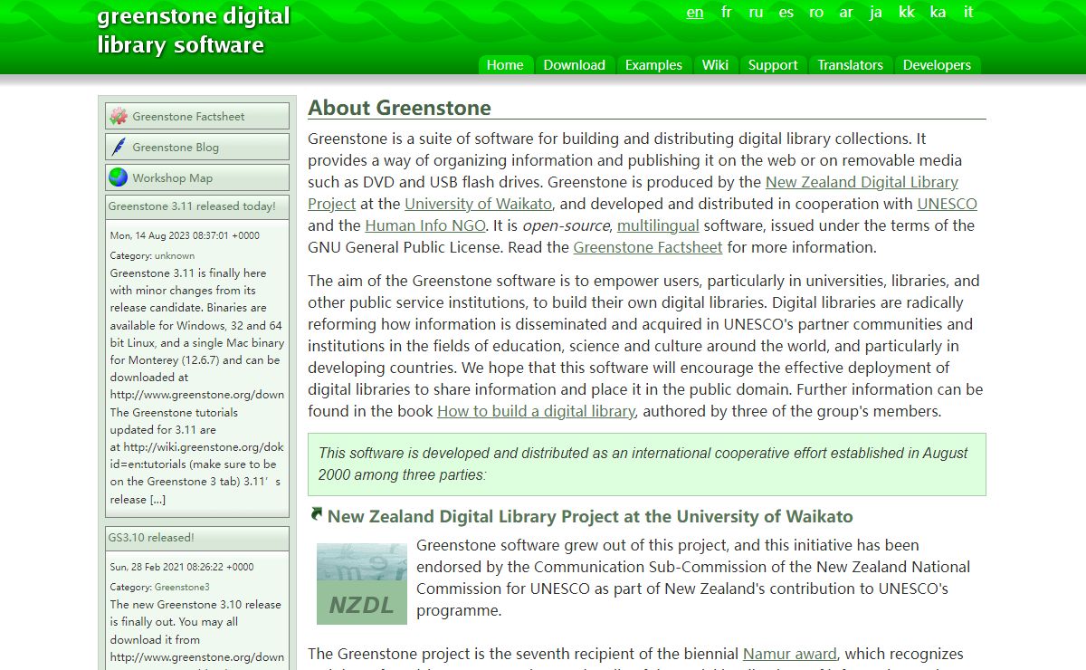 Welcome :: Greenstone Digital Library Software
