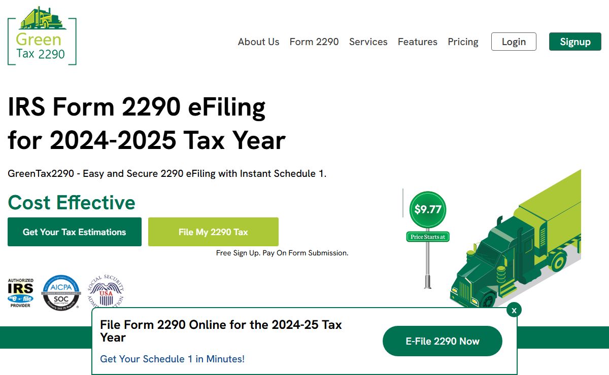 E-File IRS Form 2290 Online for 2024-25 and Get Schedule 1 Instantly | GreenTax2290