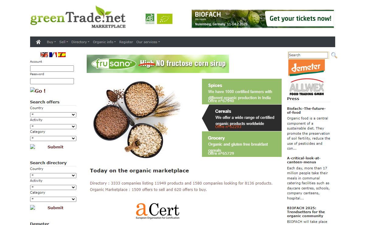 Greentrade - Organic products and raw materials marketplace