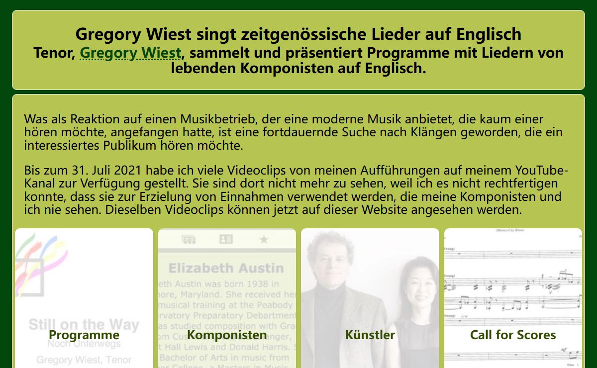 Gregory Wiest singt zeitgenössische Lieder auf Englisch