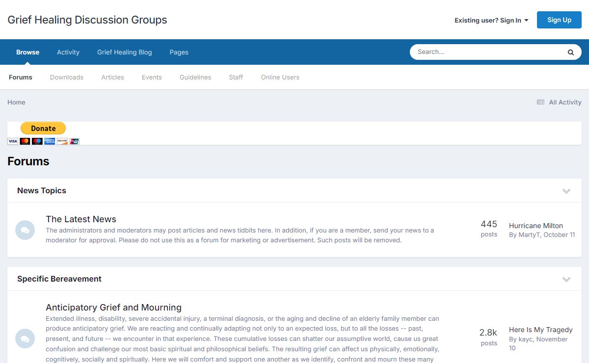 Forums - Grief Healing Discussion Groups