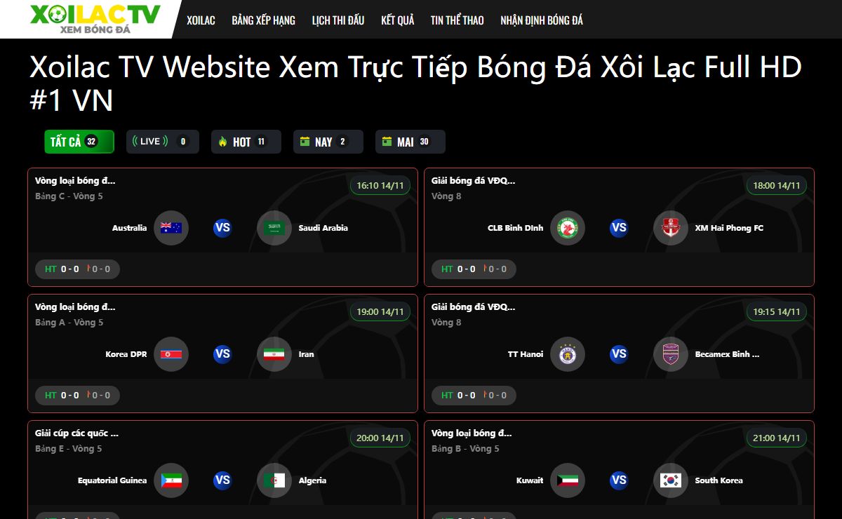 Xoilac TV Website Xem Trực Tiếp Bóng Đá Xôi Lạc TV HD #1 VN
