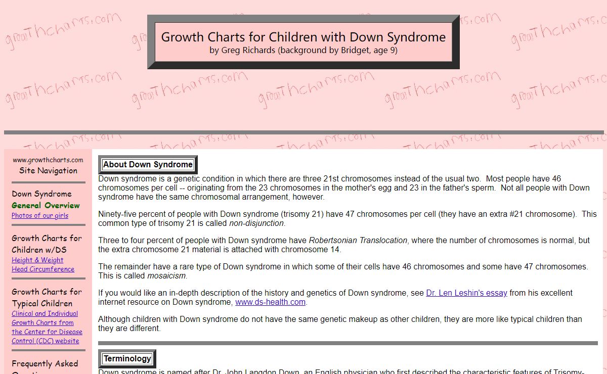 Growth Charts for Children with Down Syndrome