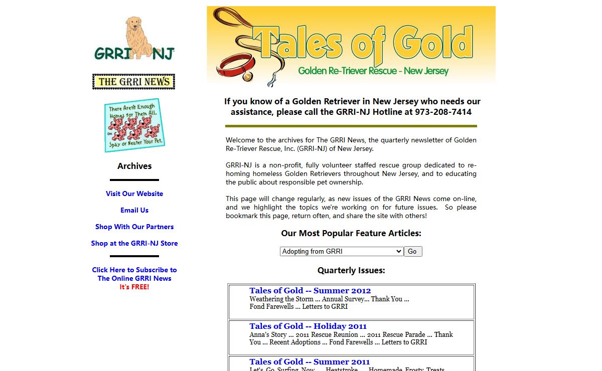Golden Retriever Rescue,Inc. (NJ) Newsletter Archives