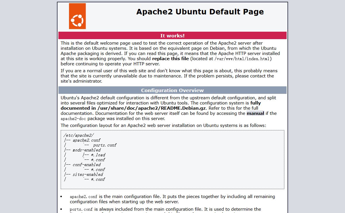 Apache2 Ubuntu Default Page: It works